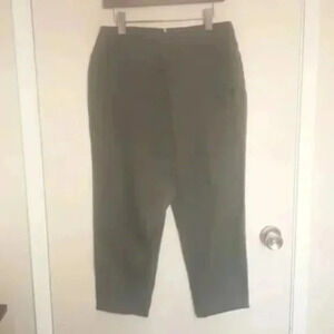 NWT rozarancio boho khaki green asymmetrical faux wrap linen pants size 8